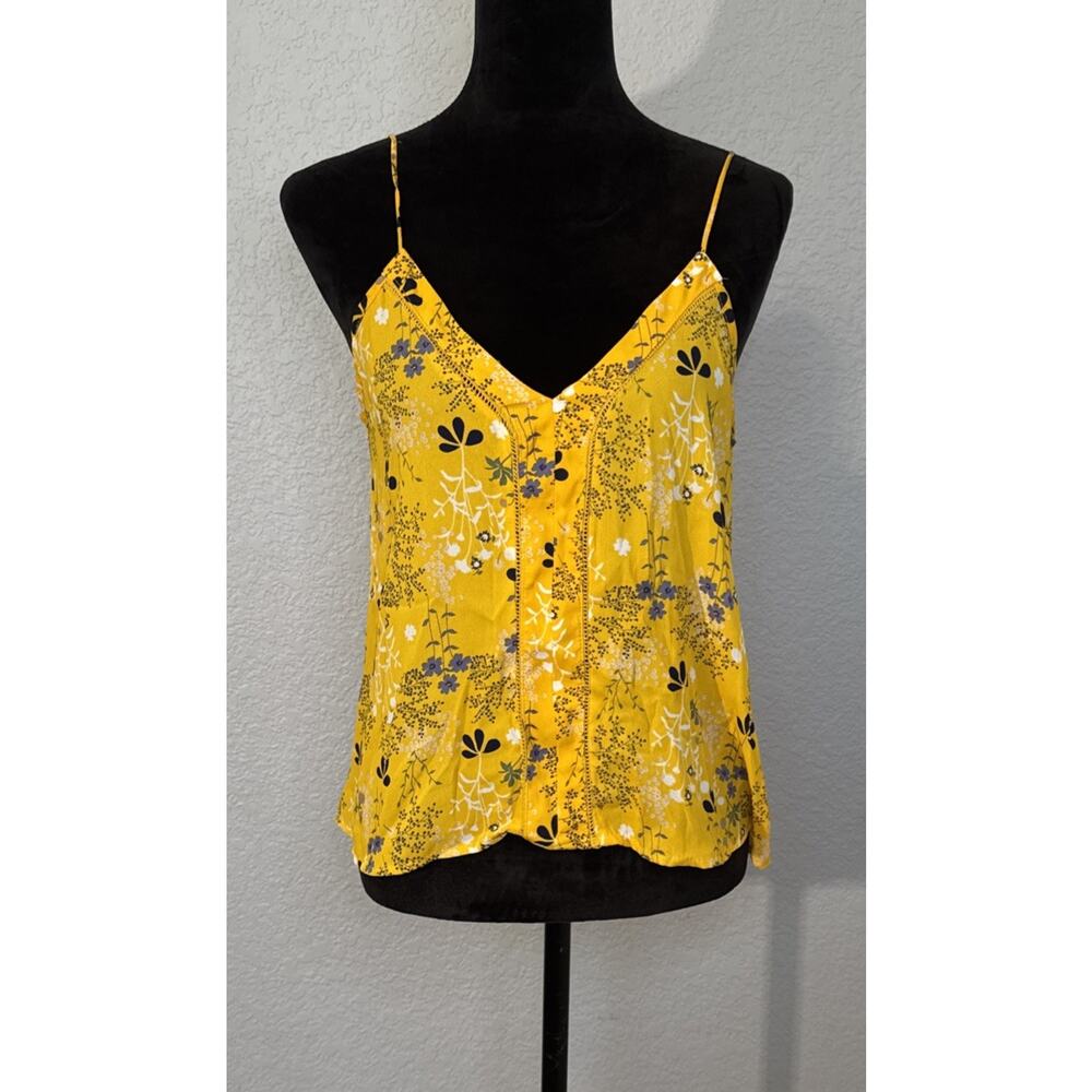 Sienna Sky Sleeveless V-neck Camisole Yellow Floral Print Size‎ M Boho Cottage